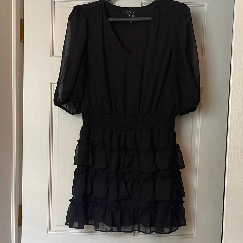 1. State Black Tiered Mini Dress
